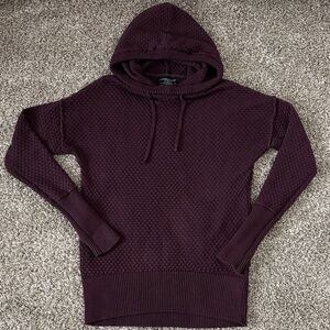 Cynthia Rowley Women’s Cable Knit Deep Plum Hoodie Size XS Cotton/Wool Blend